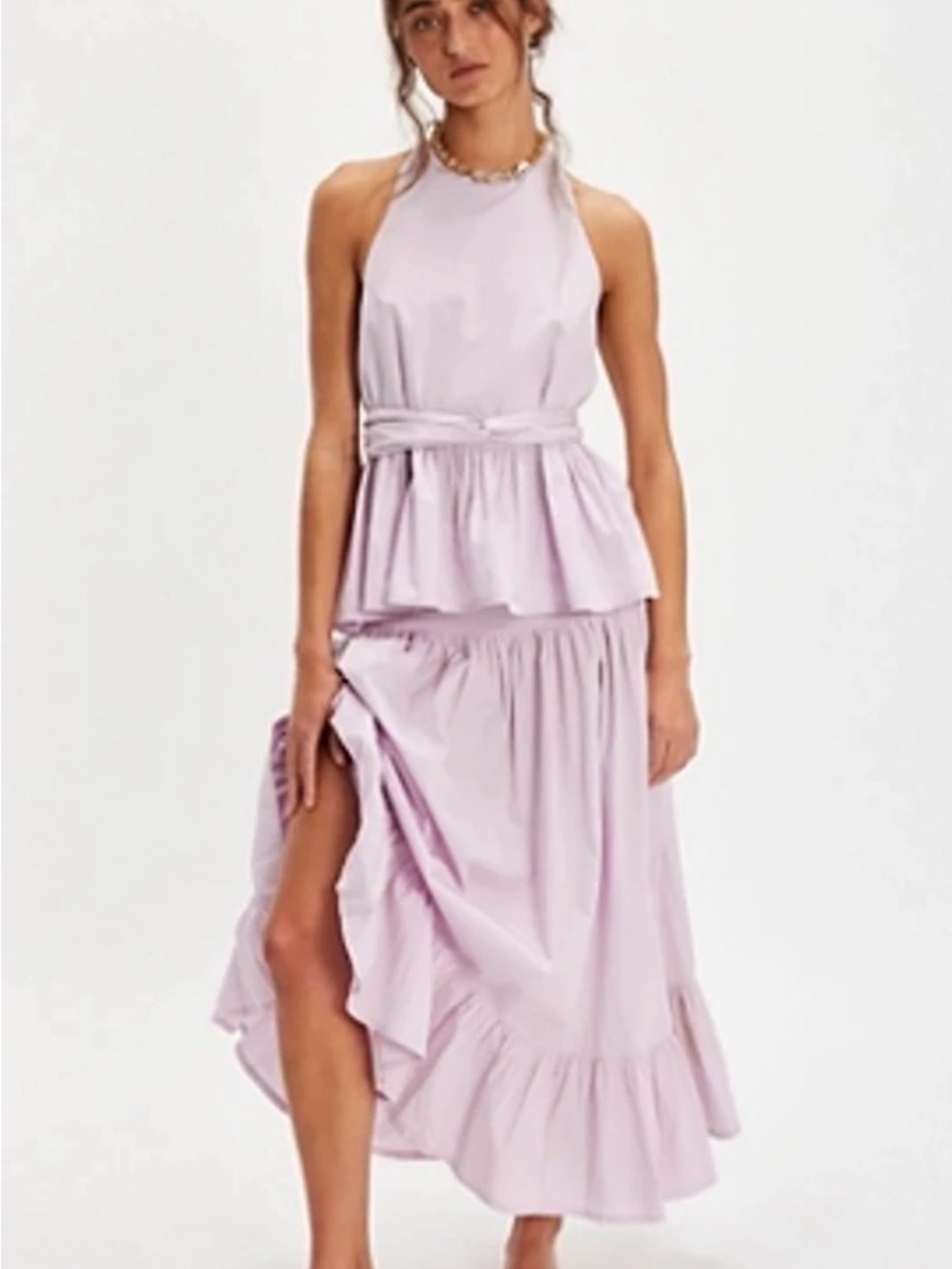 Free People Lilac Halter Peplum Skirt Set